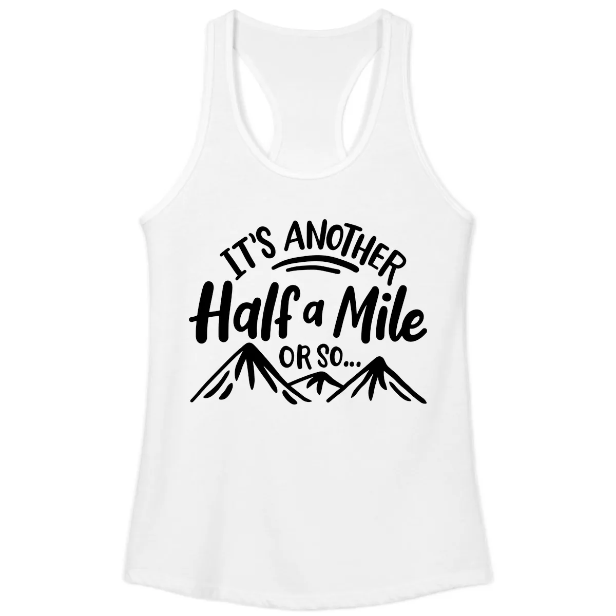 Half A Mile Or So Mountains Ladies Tank in White