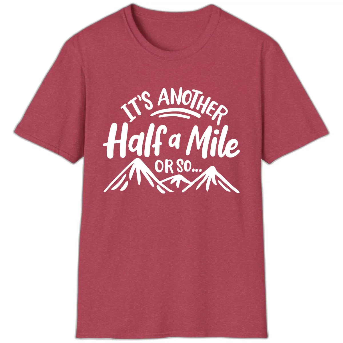 Half A Mile Or So Mountains T-Shirt in Heather Cardinal