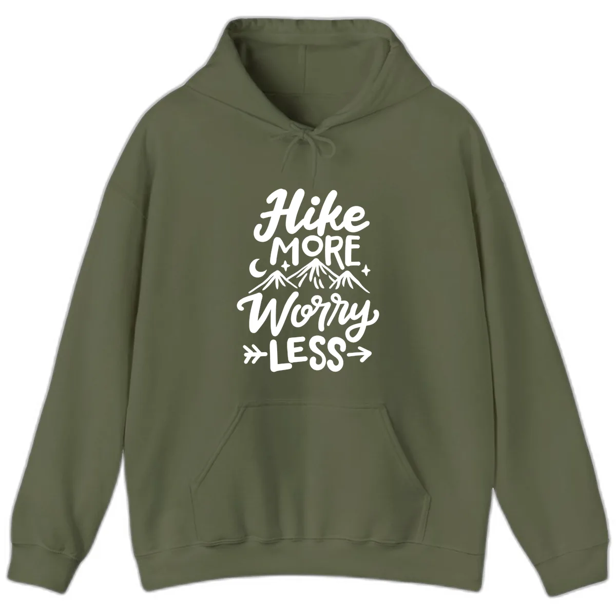 Hike More Worry Less Hoodie in Military Green