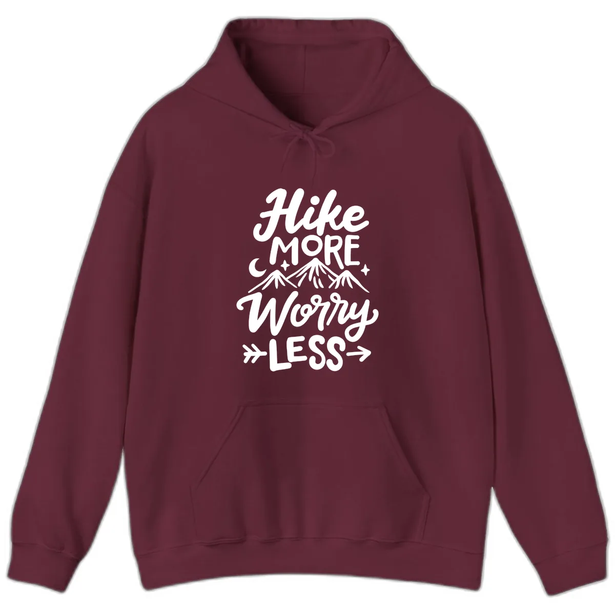 Hike More Worry Less Hoodie in Maroon