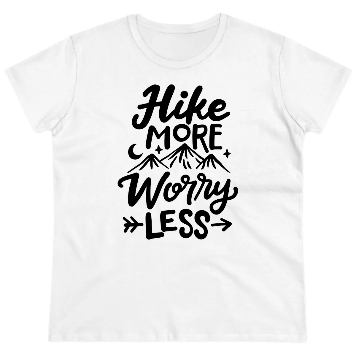 Hike More Worry Less Ladies Tee in White