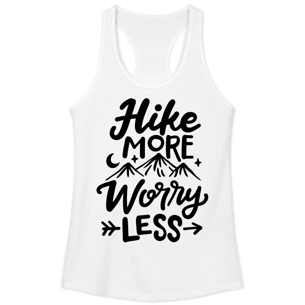 Hike More Worry Less Ladies Tank in White