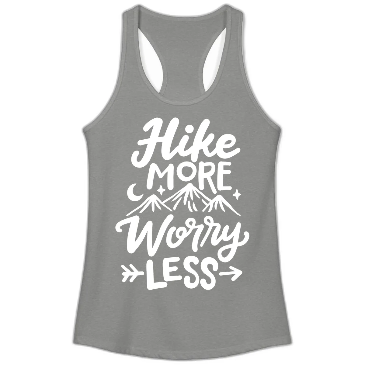 Hike More Worry Less Ladies Tank in Heather Grey
