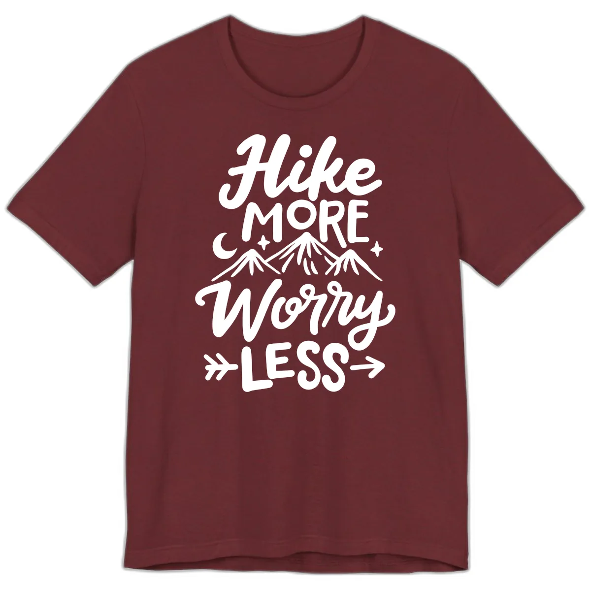Hike More Worry Less Premium T-Shirt in Heather Cardinal