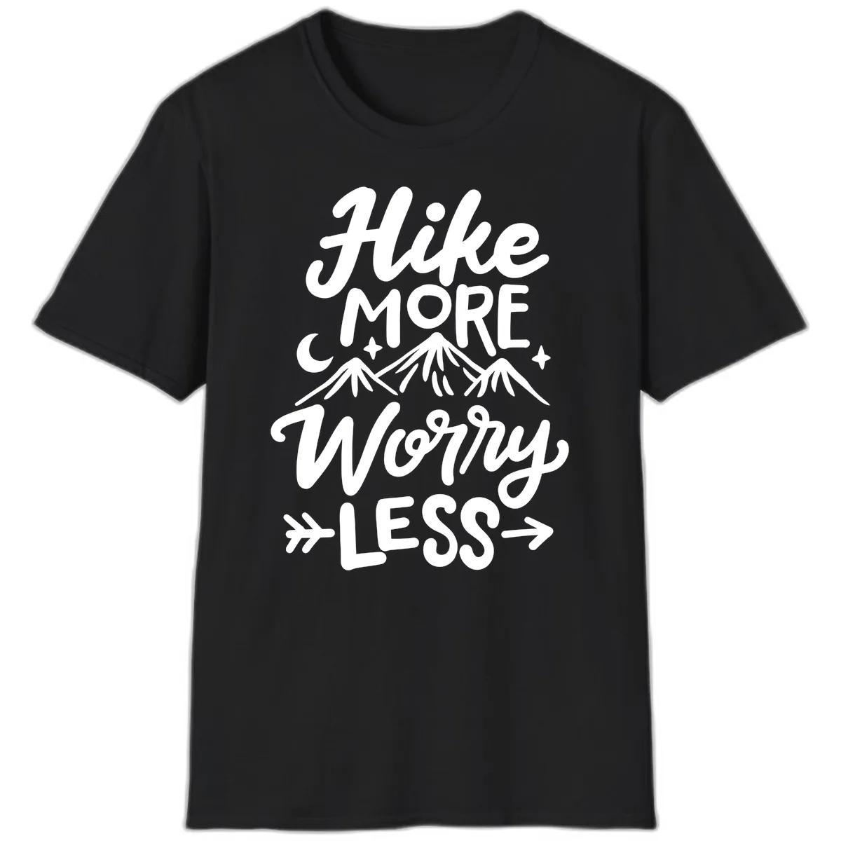 Hike More Worry Less T-Shirt in Black