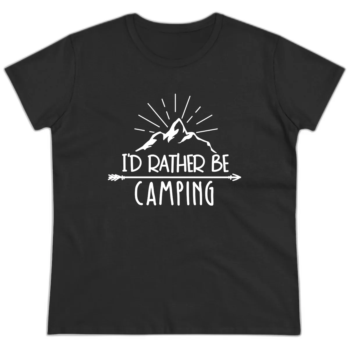 I'd Rather Be Camping Ladies Tee in Black