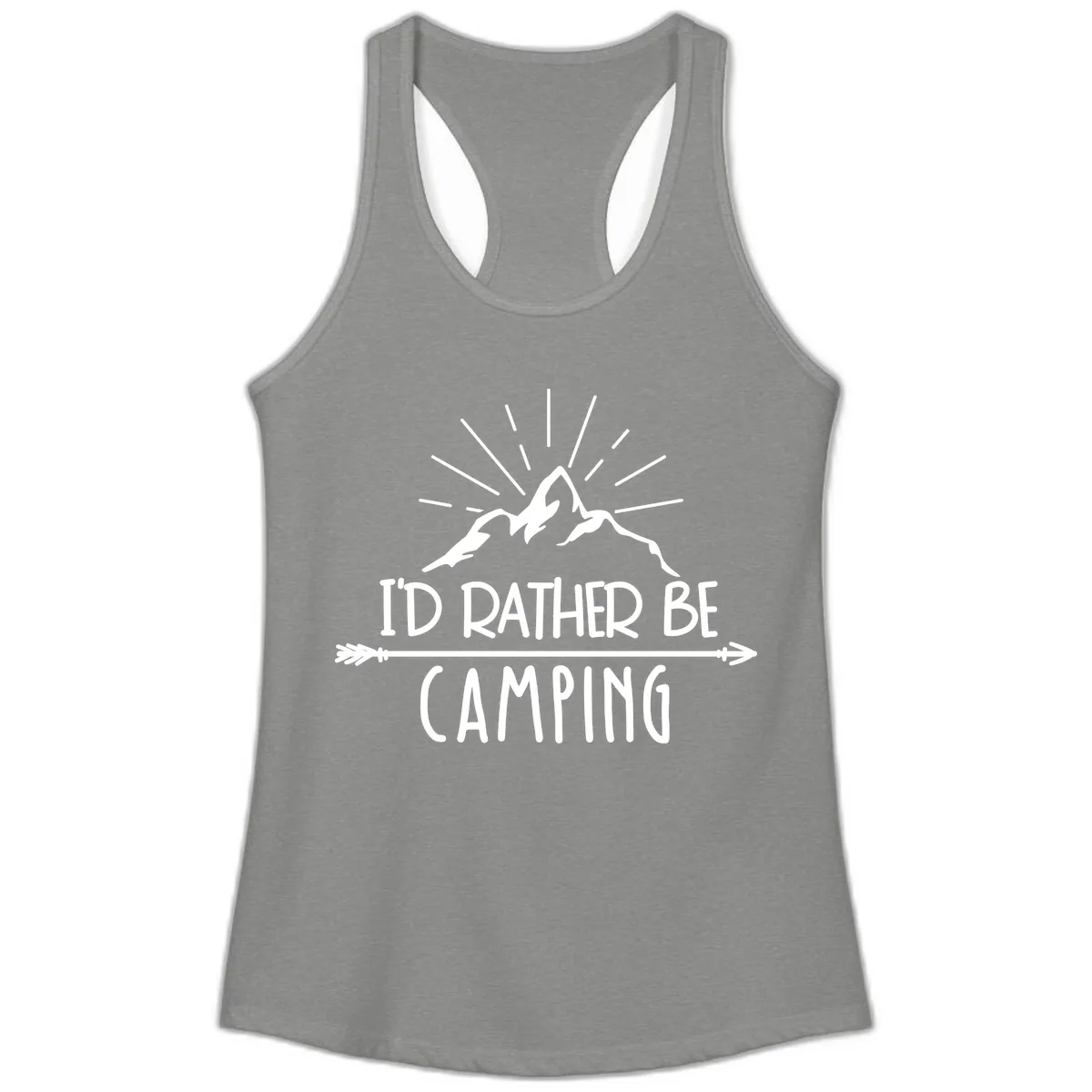 I'd Rather Be Camping Ladies Tank in Heather Grey