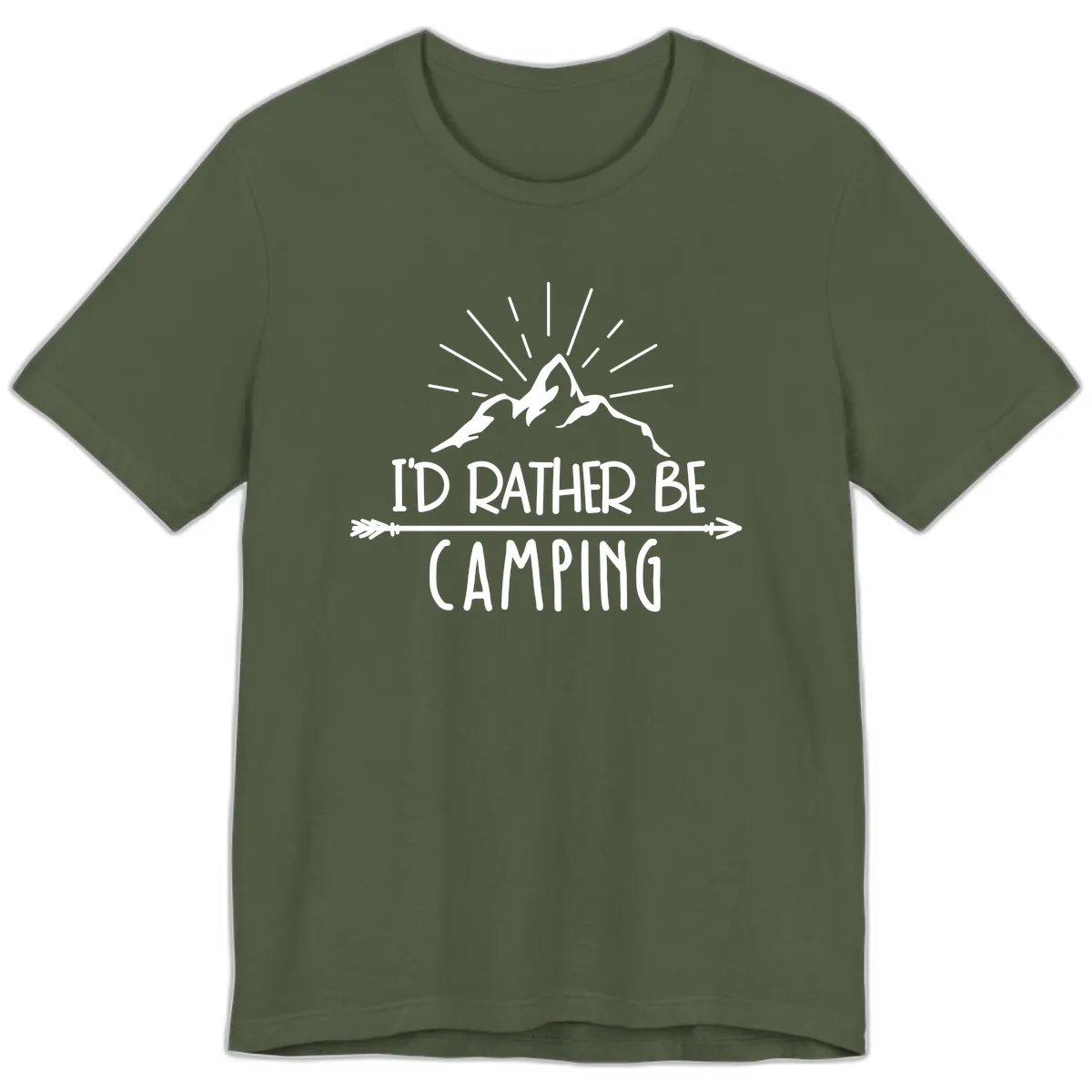 I'd Rather Be Camping Premium T-Shirt in Military Green