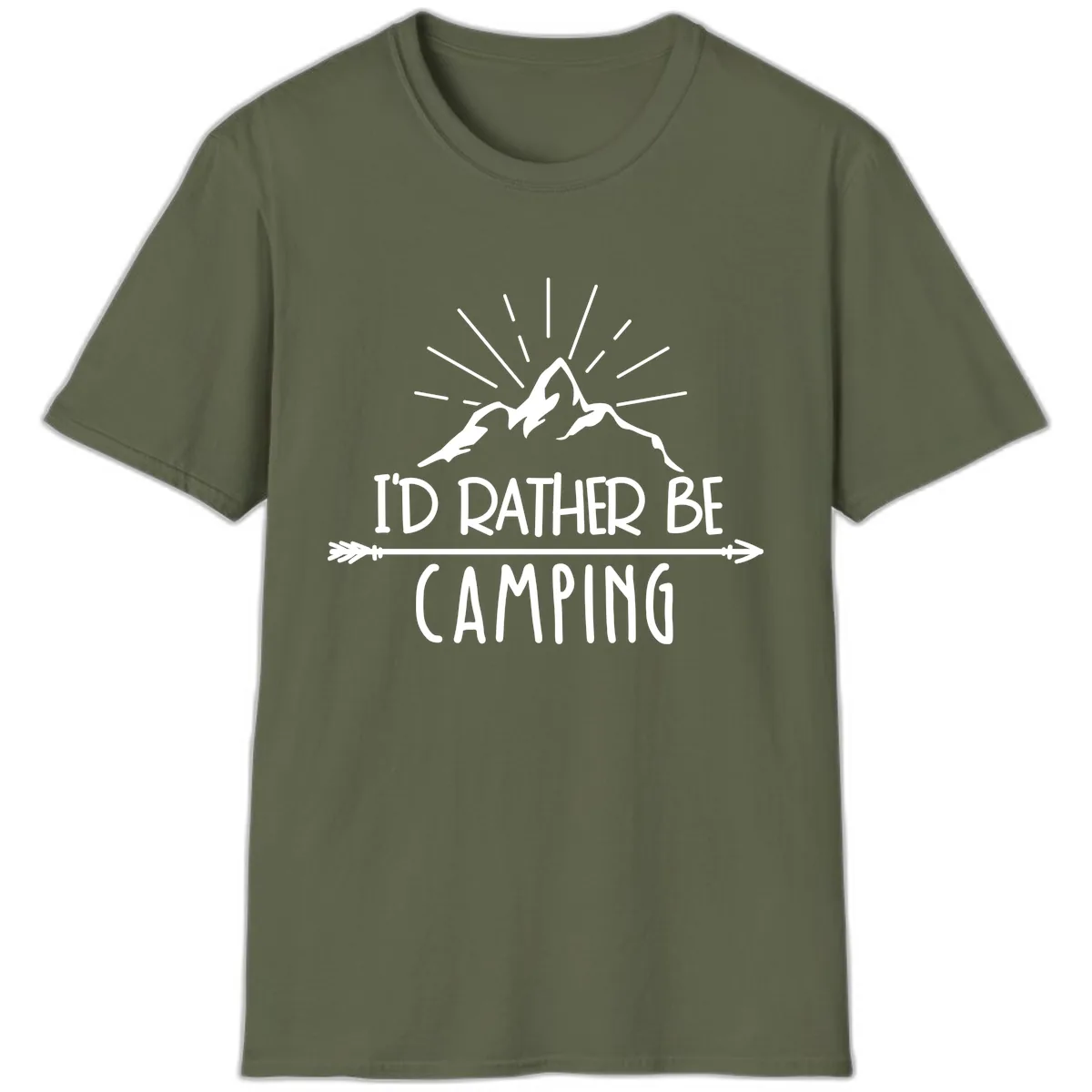 I'd Rather Be Camping T-Shirt in Military Green