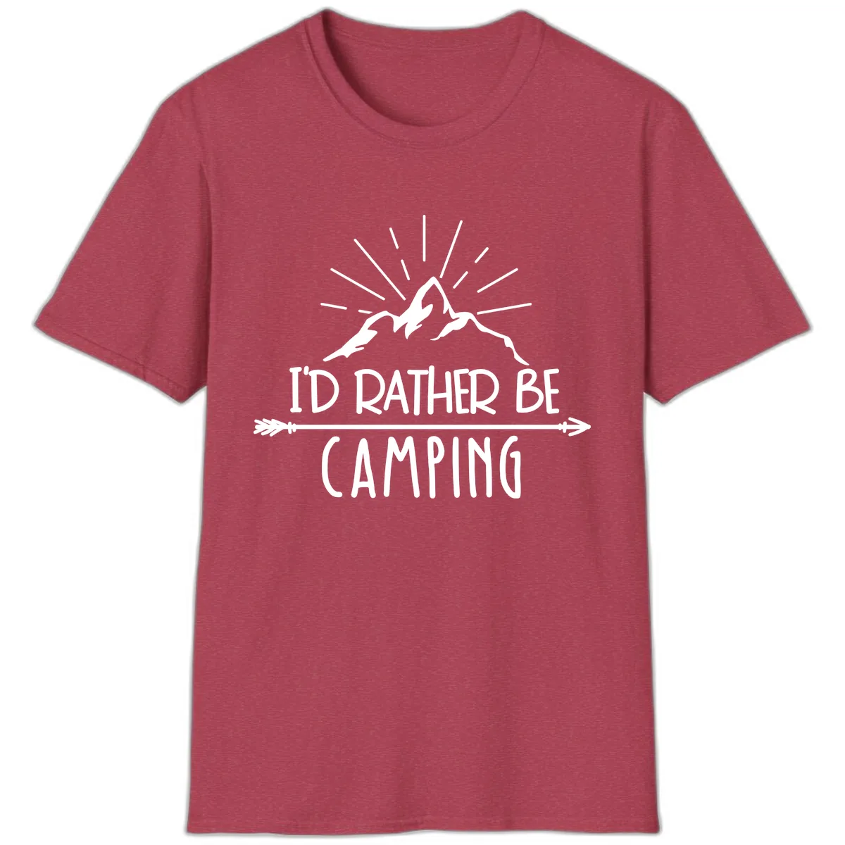 I'd Rather Be Camping T-Shirt in Heather Cardinal
