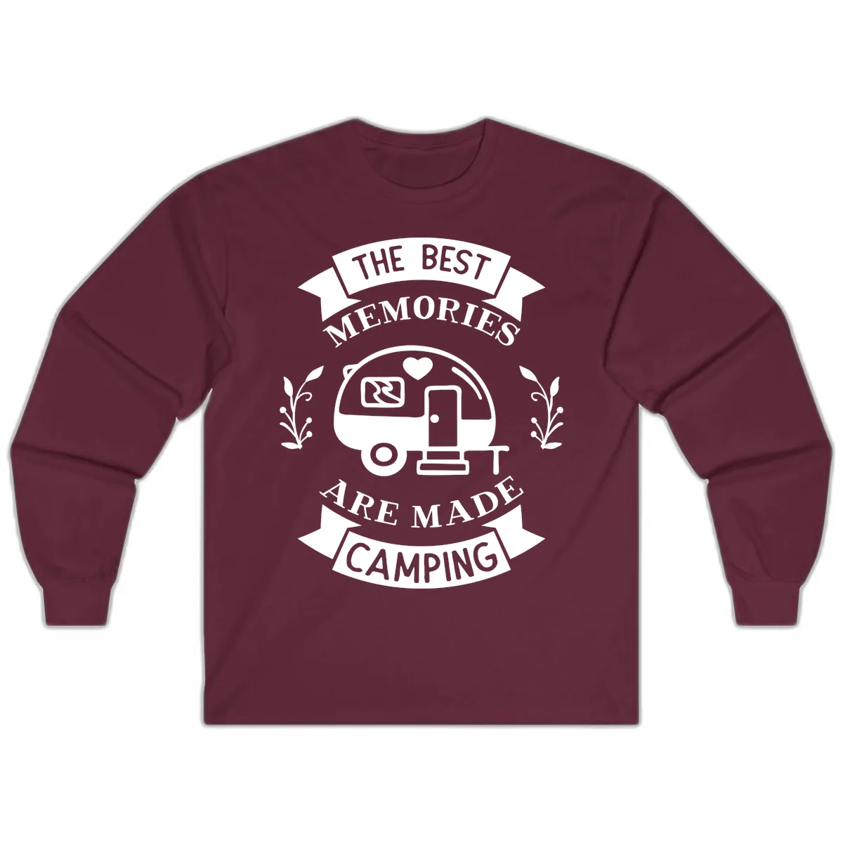 The Best Memories Are Made Camping Long Sleeve in Maroon