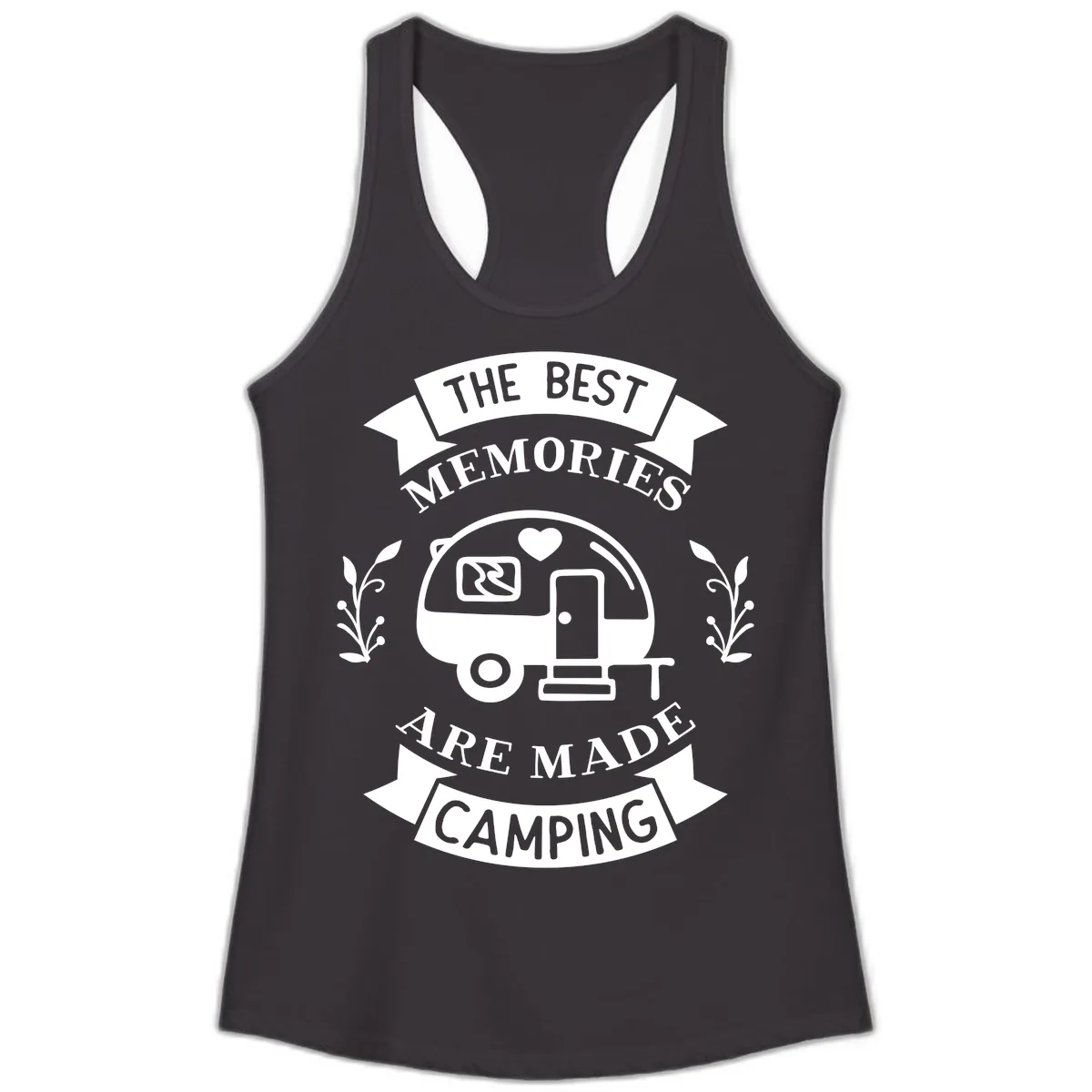 The Best Memories Are Made Camping Ladies Tank in Black
