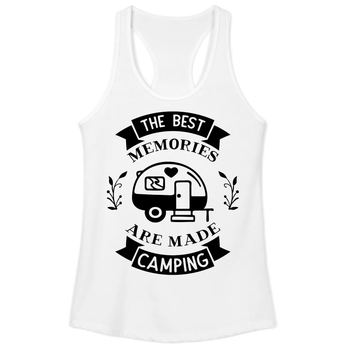 The Best Memories Are Made Camping Ladies Tank in White