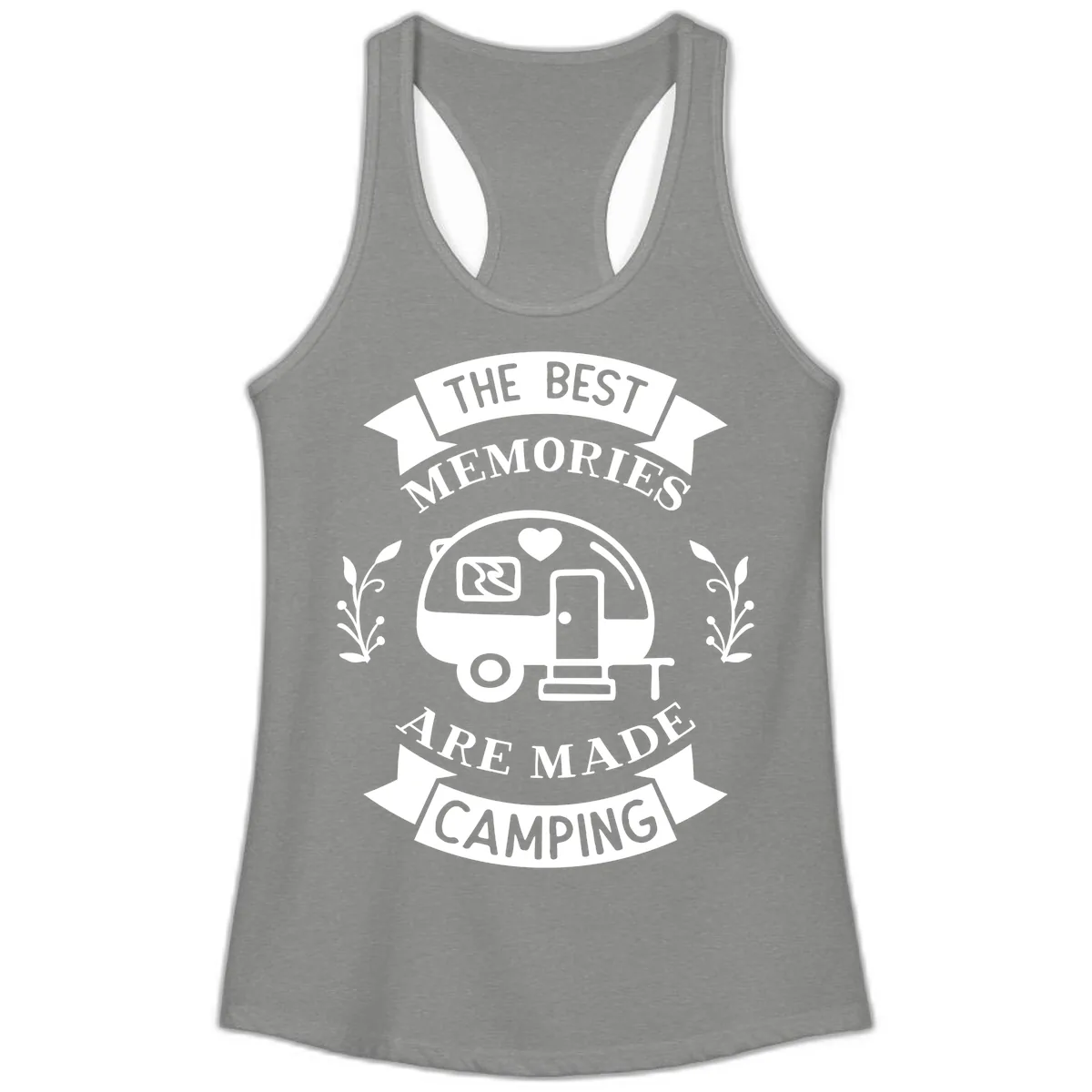 The Best Memories Are Made Camping Ladies Tank in Heather Grey