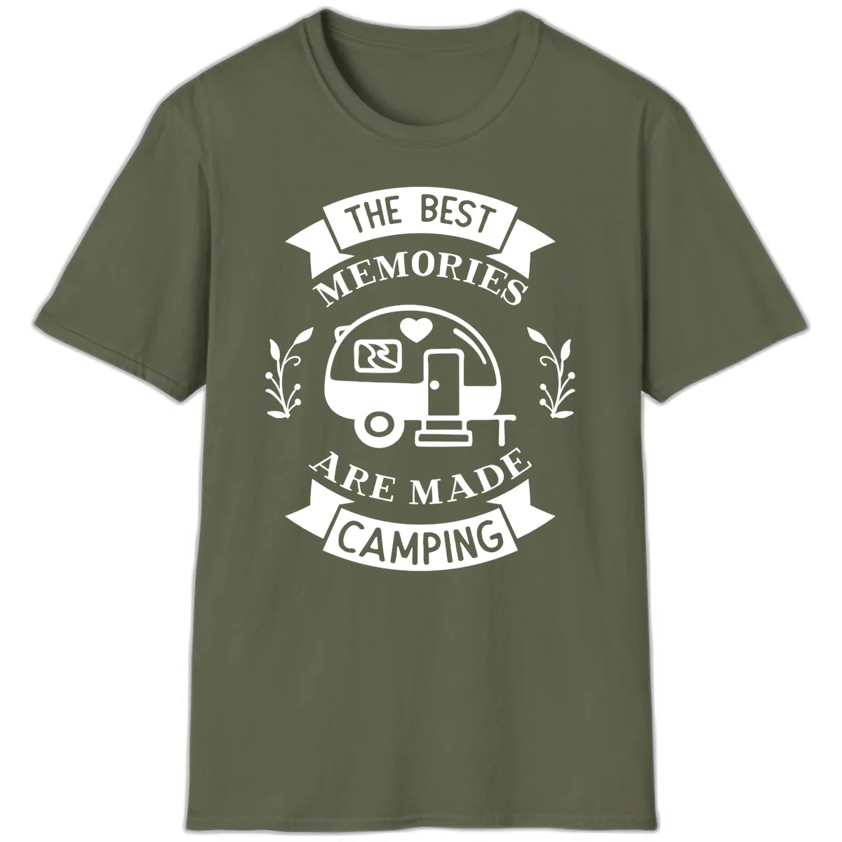 The Best Memories Are Made Camping T-Shirt in Military Green