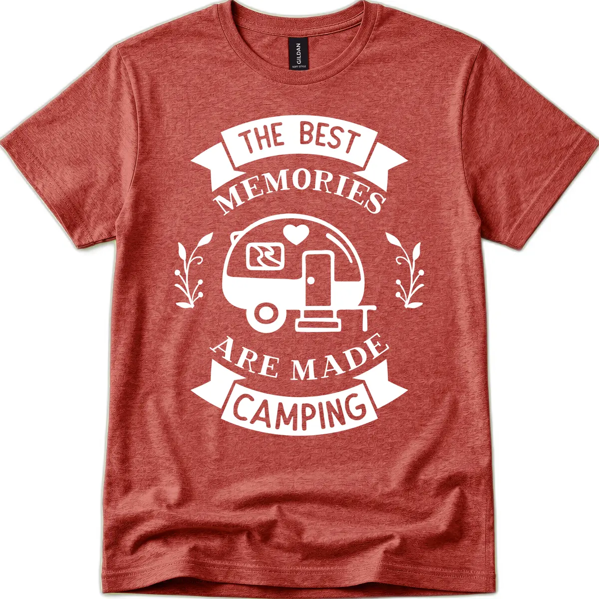 The Best Memories Are Made Camping T-Shirt in Heather Cardinal