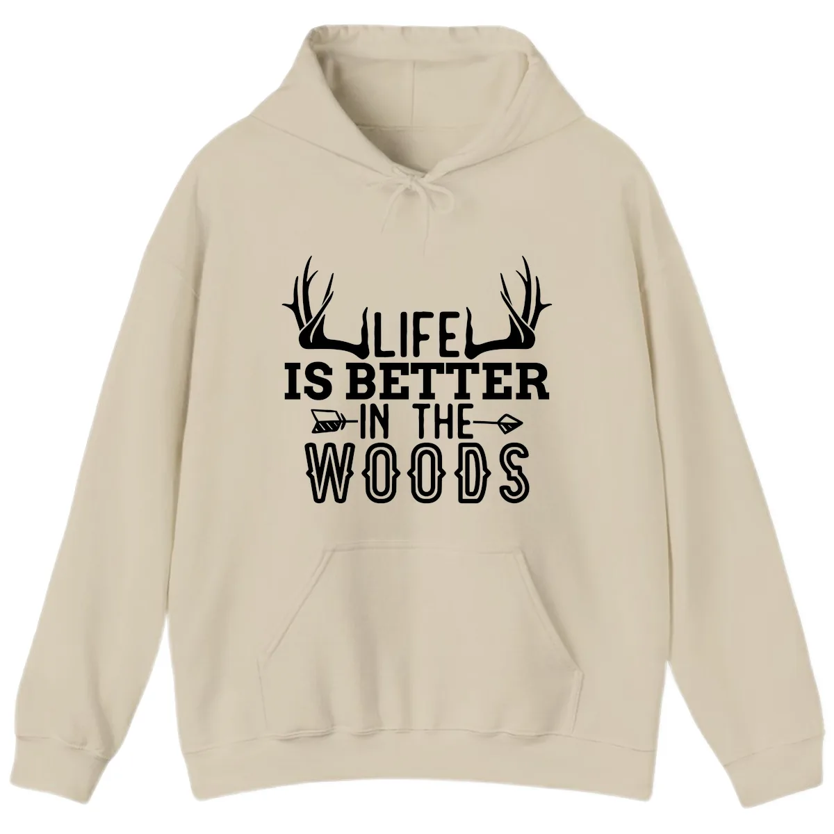 Life Is Better In The Woods Hoodie in Sand
