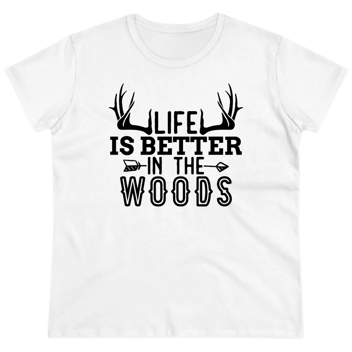 Life Is Better In The Woods Ladies Tee in White