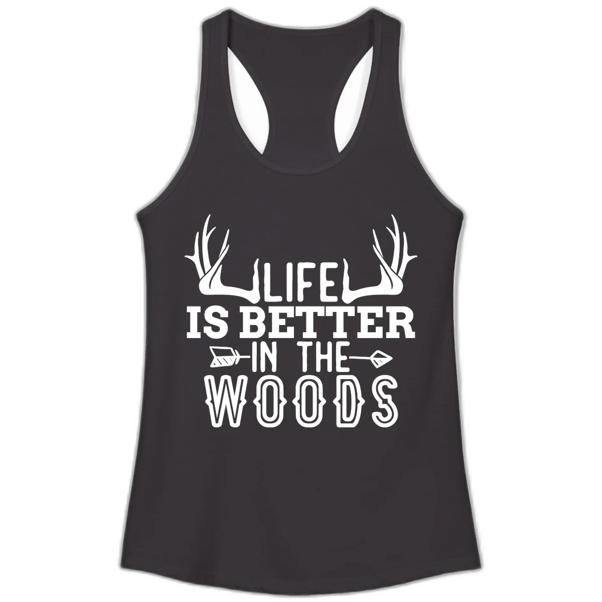 Life Is Better In The Woods Ladies Tank in Black