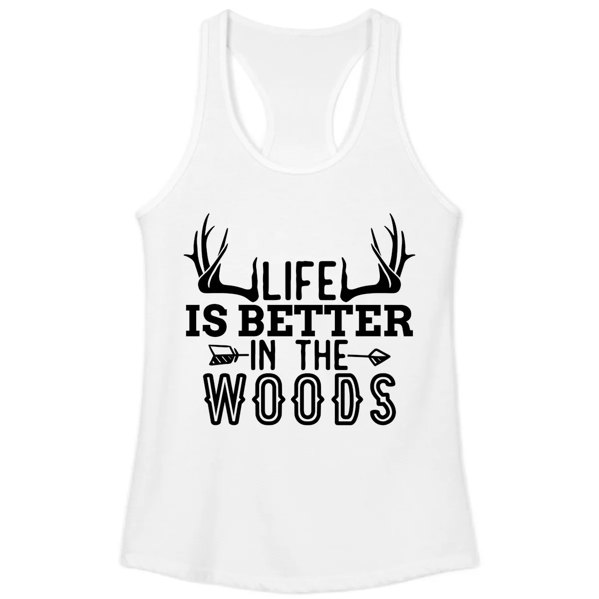 Life Is Better In The Woods Ladies Tank in White