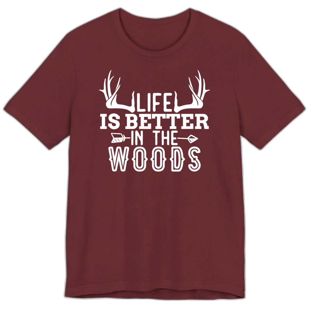 Life Is Better In The Woods Premium T-Shirt in Heather Cardinal