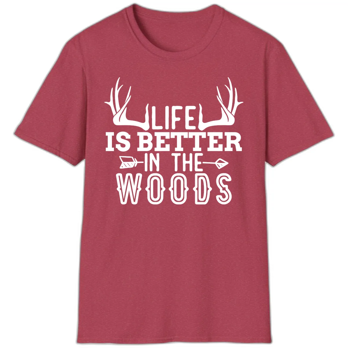 Life Is Better In The Woods T-Shirt in Heather Cardinal