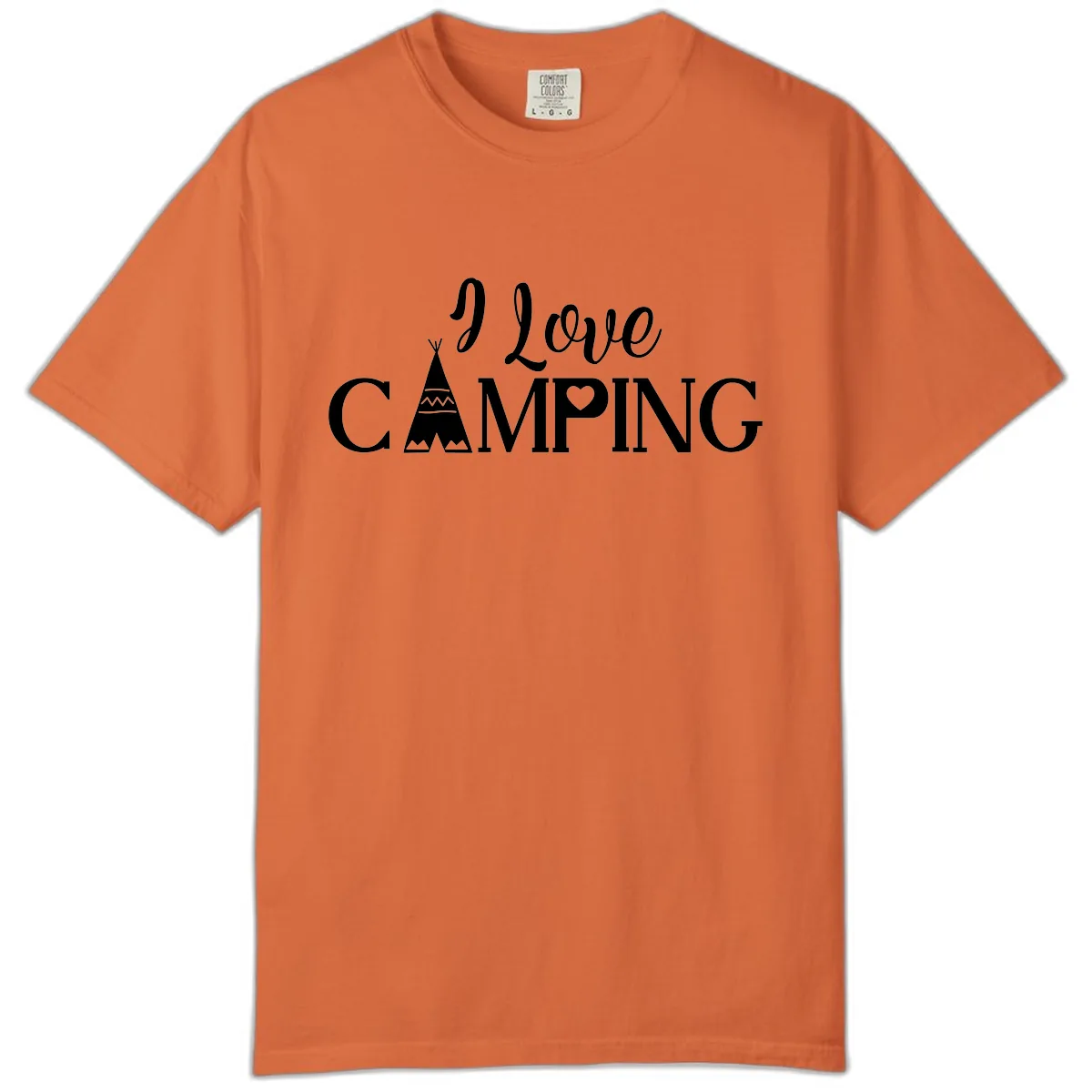 I Love Camping Teepee Comfort Color in Burnt Orange