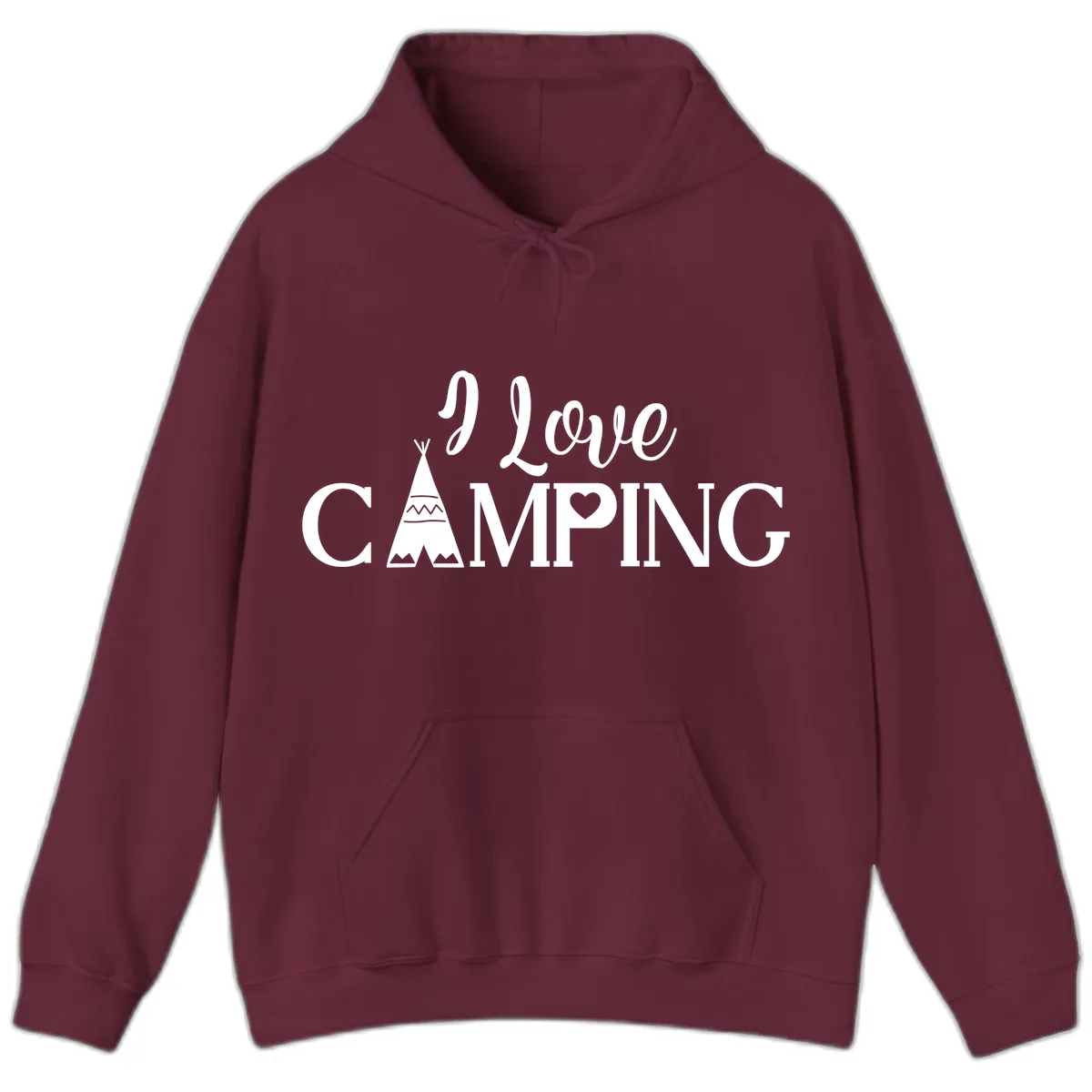 I Love Camping Teepee Hoodie in Maroon