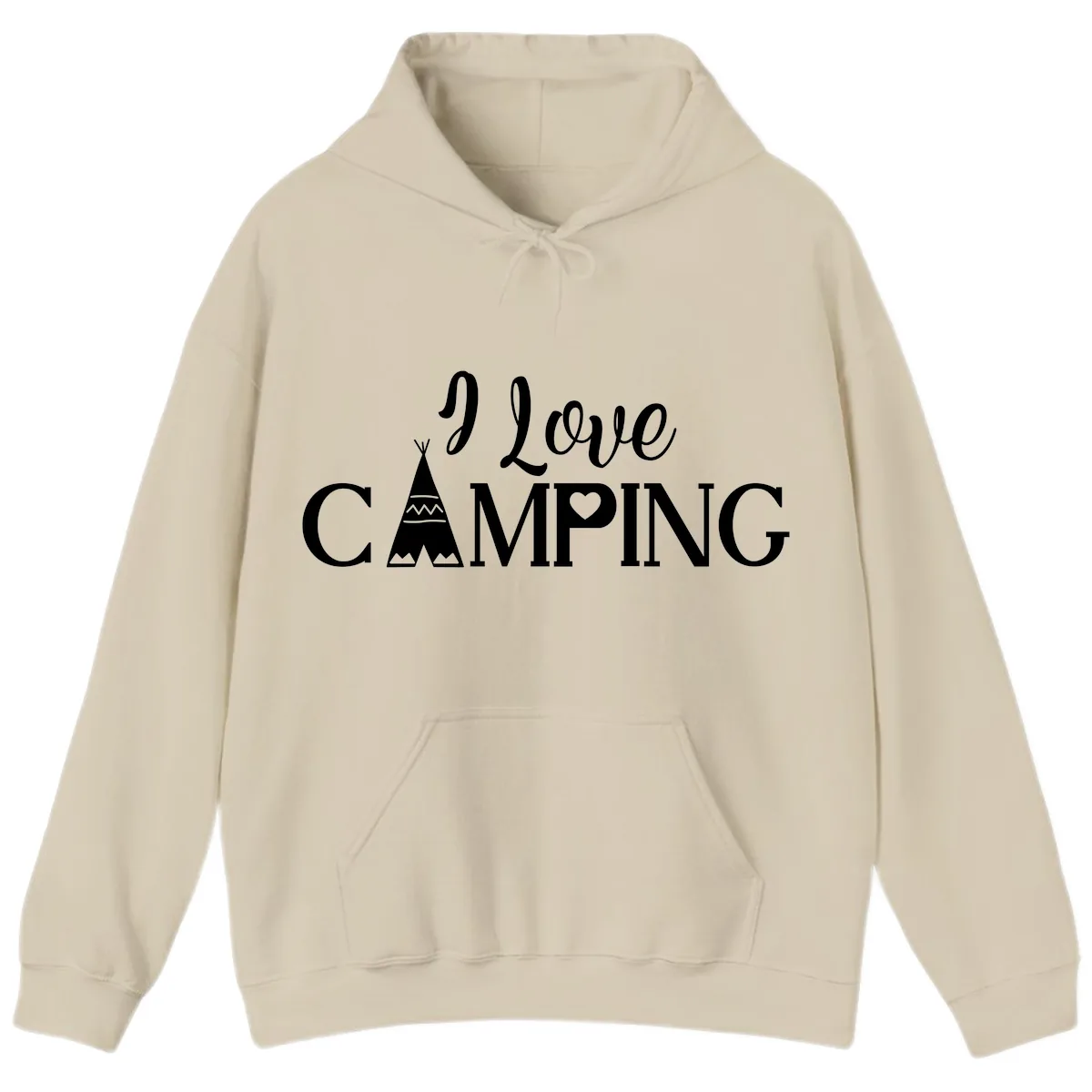 I Love Camping Teepee Hoodie in Sand
