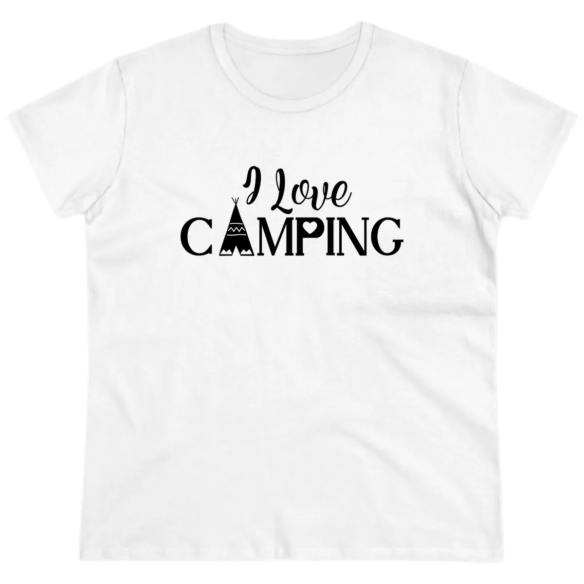 I Love Camping Teepee Ladies Tee in White