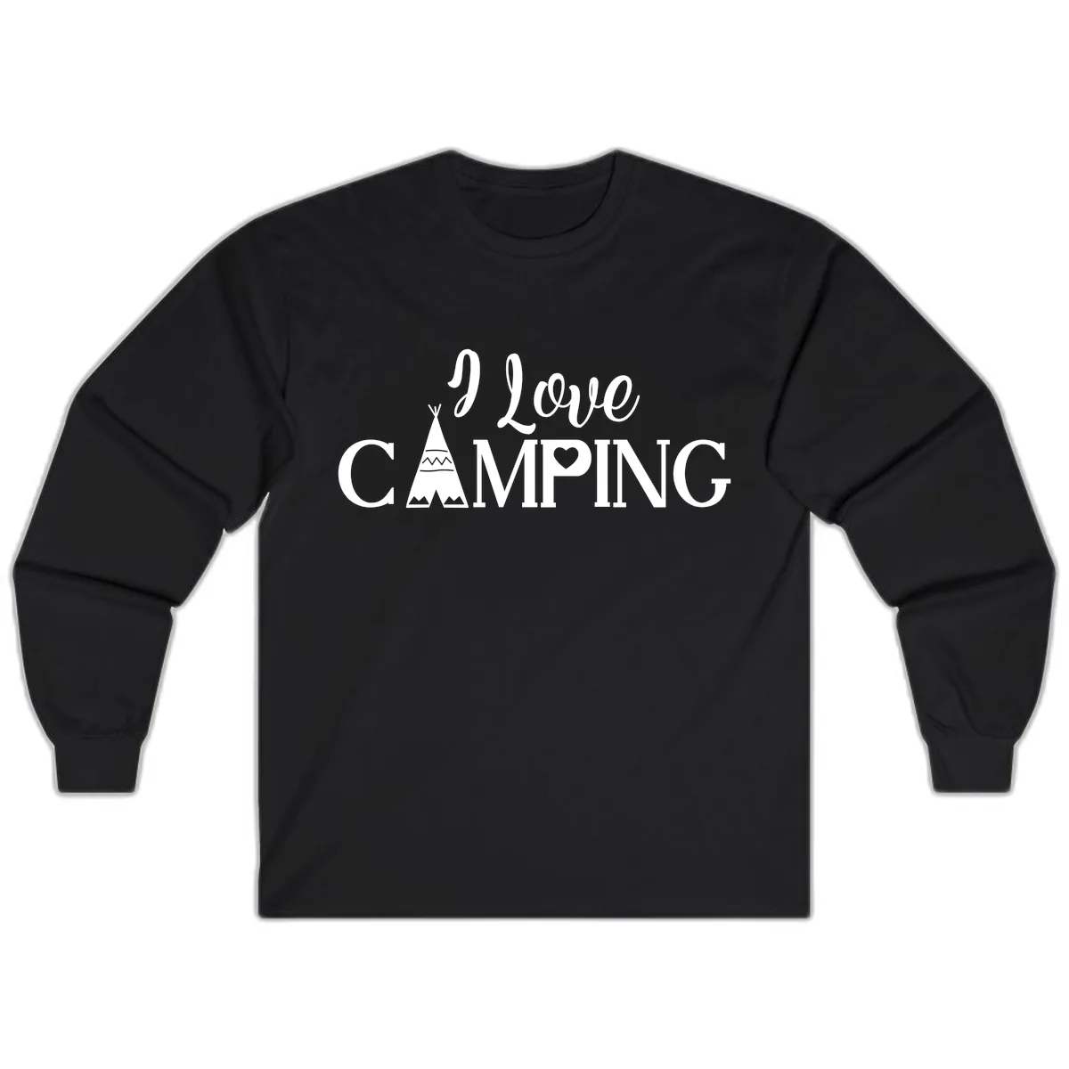 I Love Camping Teepee Long Sleeve in Black