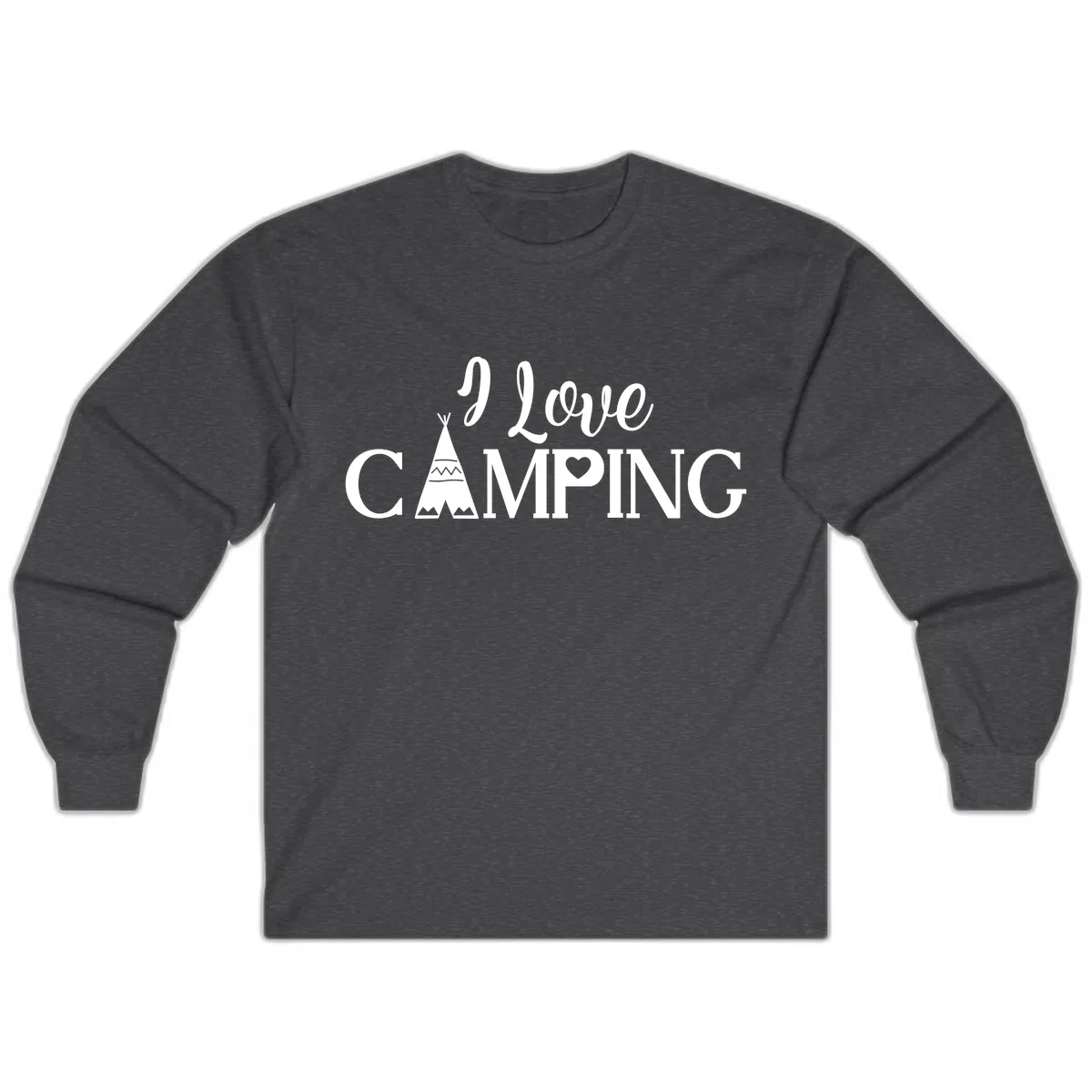 I Love Camping Teepee Long Sleeve in Dark Heather