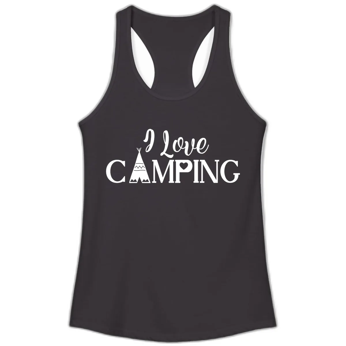 I Love Camping Teepee Ladies Tank in Black