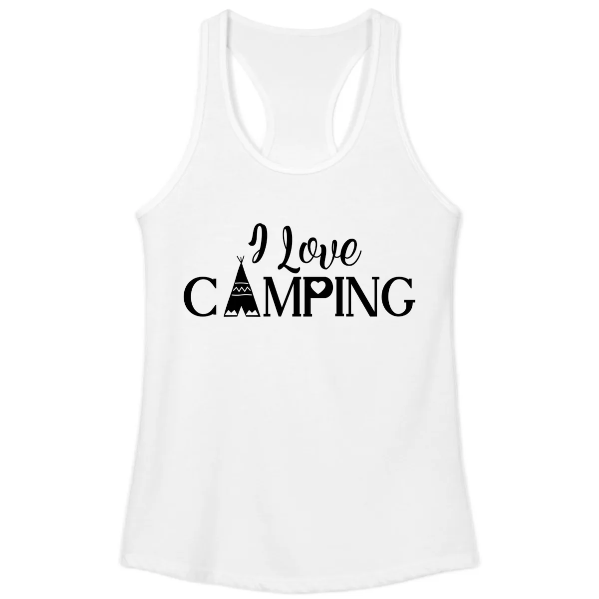 I Love Camping Teepee Ladies Tank in White