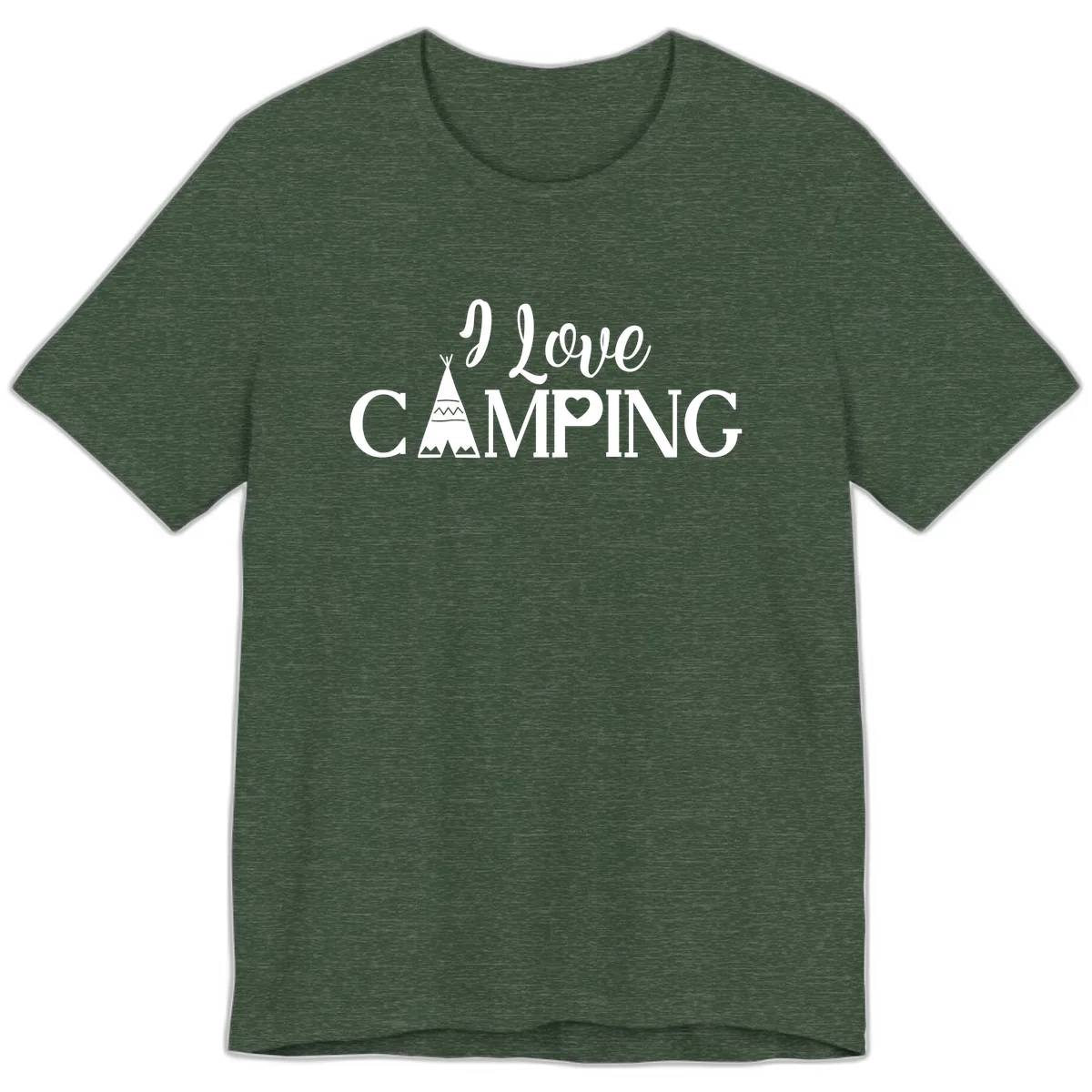 I Love Camping Teepee Premium T-Shirt in Heather Forest