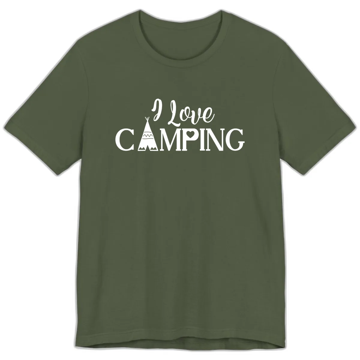 I Love Camping Teepee Premium T-Shirt in Military Green