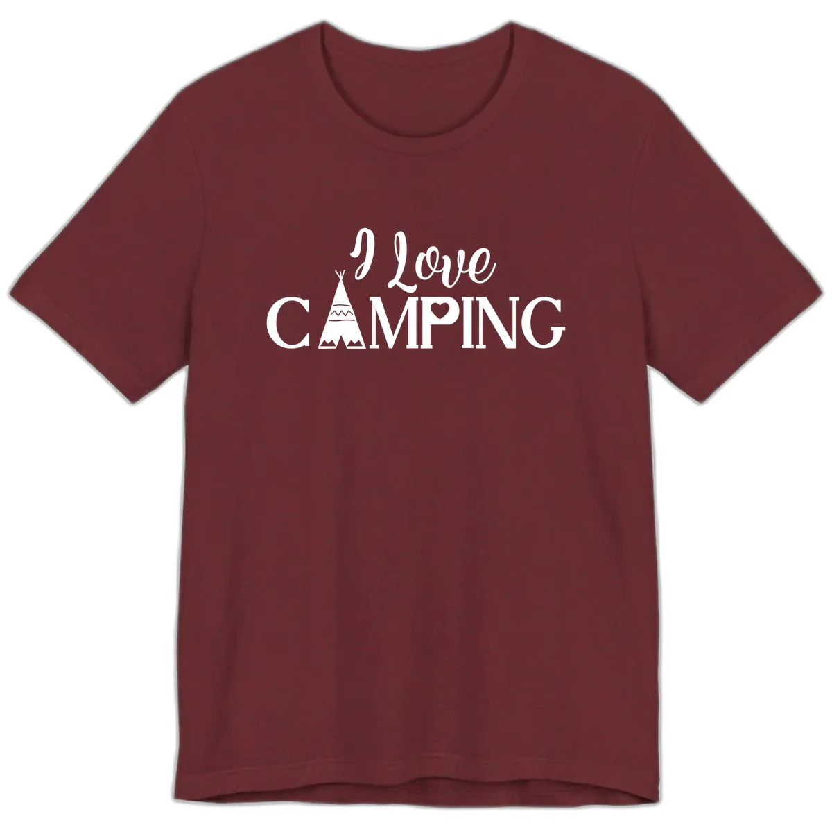 I Love Camping Teepee Premium T-Shirt in Heather Cardinal