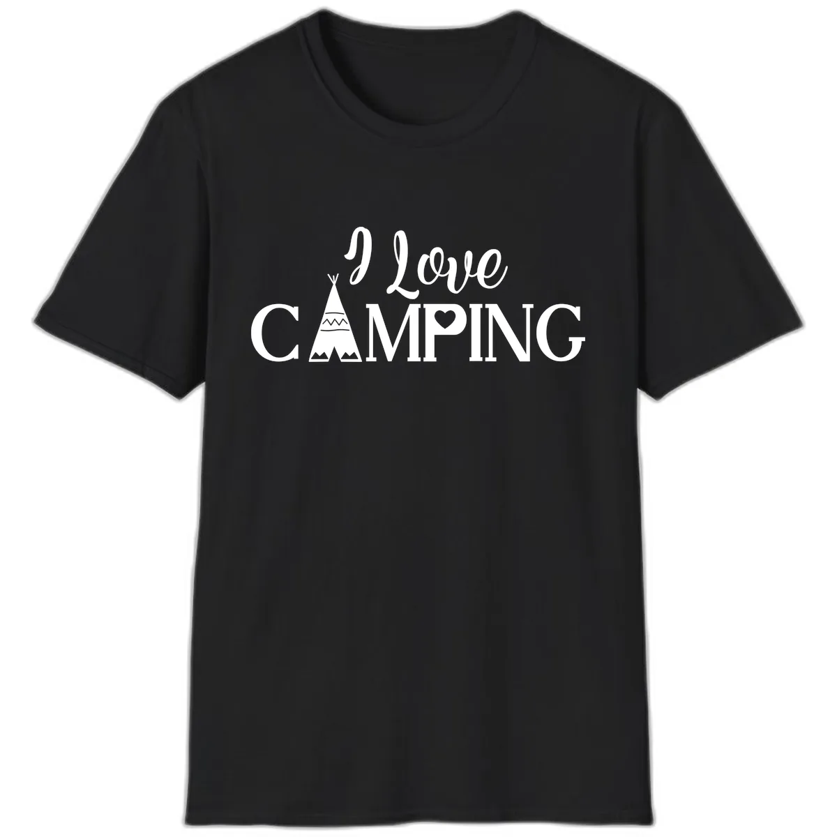 I Love Camping Teepee T-Shirt in Black