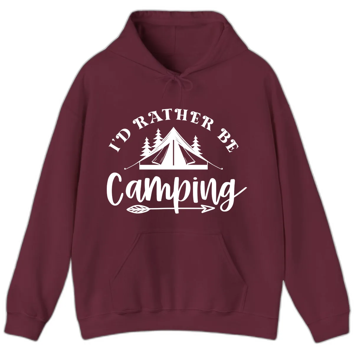 I'd Rather Be Camping Hoodie in Maroon