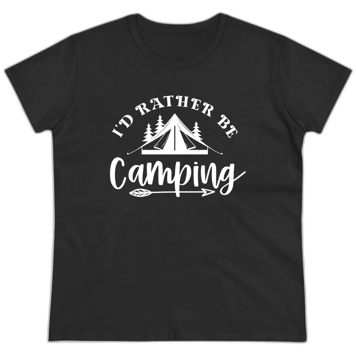 I'd Rather Be Camping Ladies Tee in Black