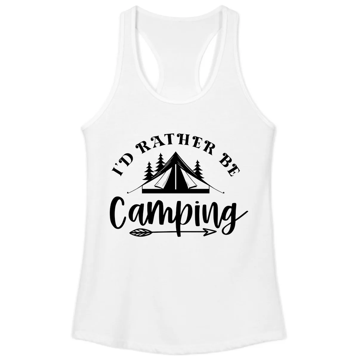I'd Rather Be Camping Ladies Tank in White