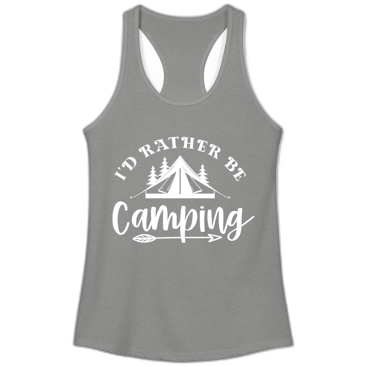 I'd Rather Be Camping Ladies Tank in Heather Grey