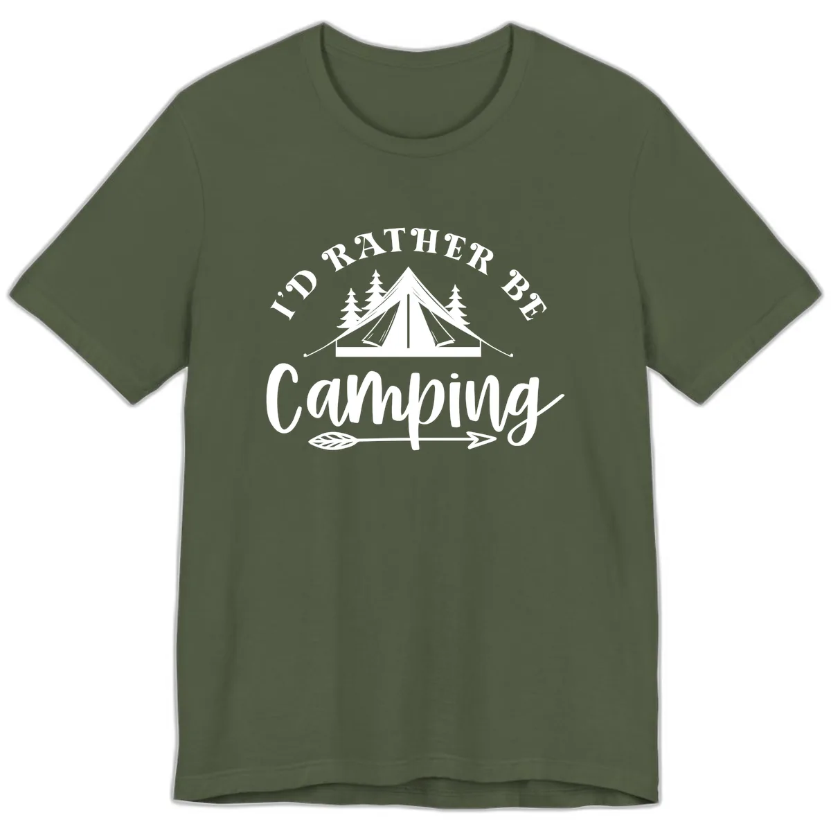I'd Rather Be Camping Premium T-Shirt in Military Green