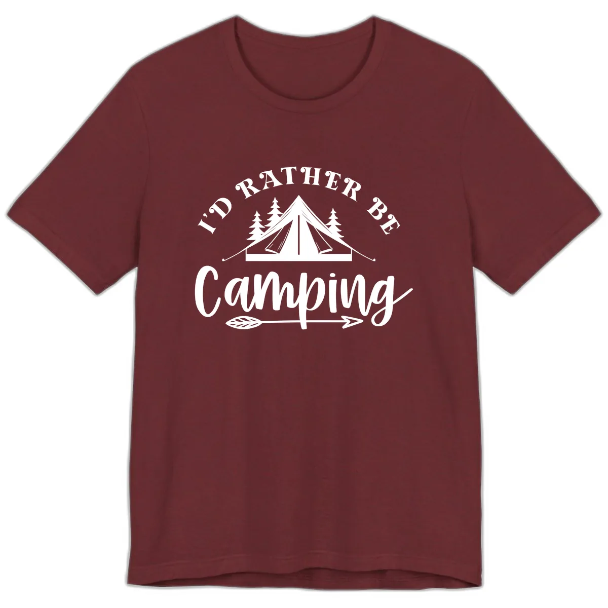 I'd Rather Be Camping Premium T-Shirt in Heather Cardinal