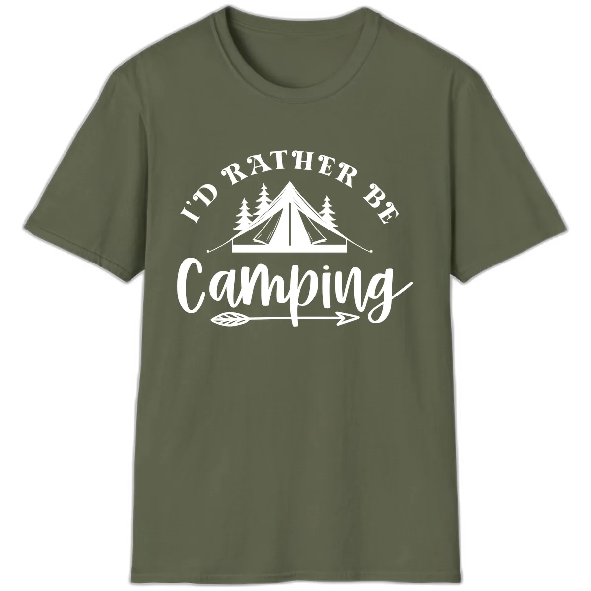 I'd Rather Be Camping T-Shirt in Military Green