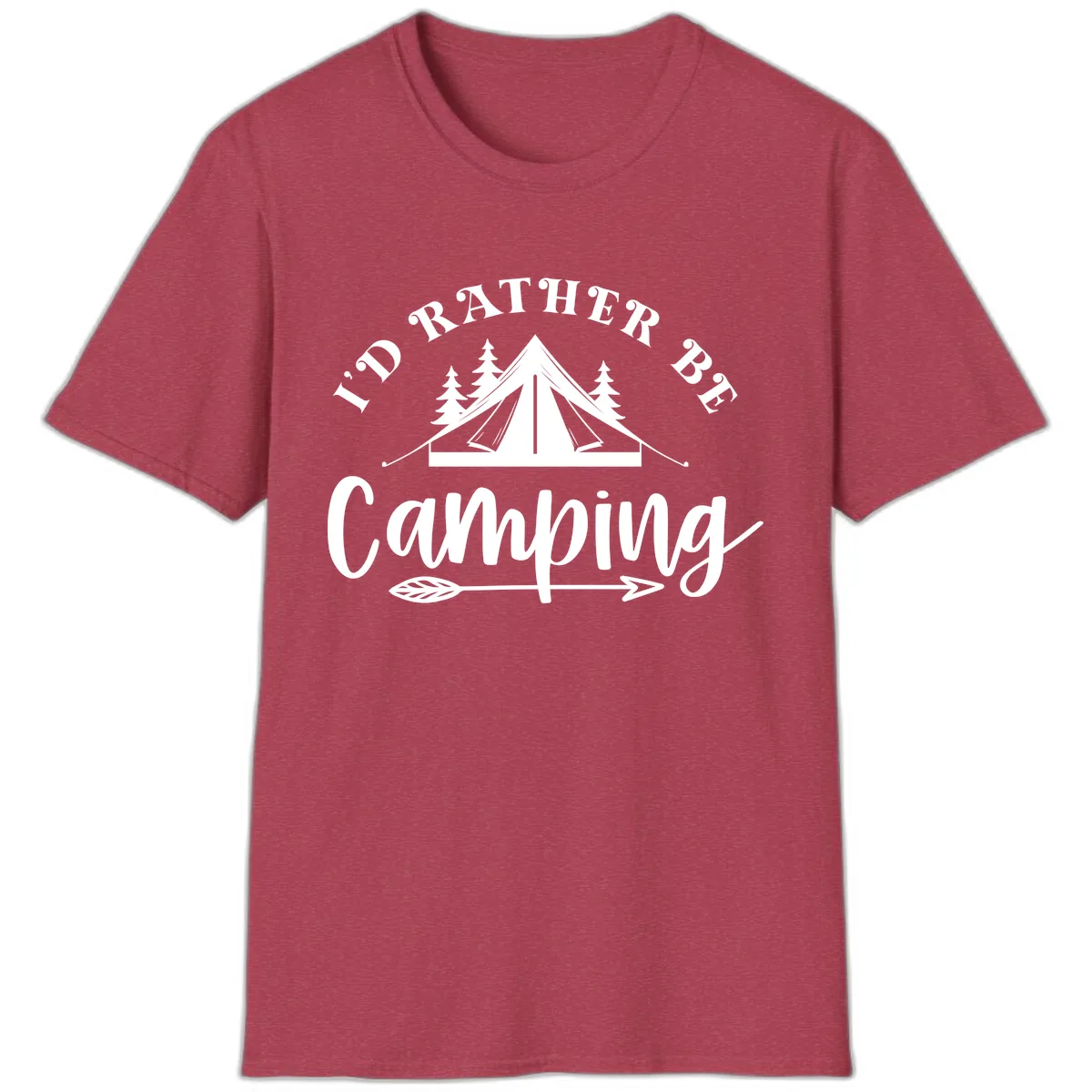 I'd Rather Be Camping T-Shirt in Heather Cardinal