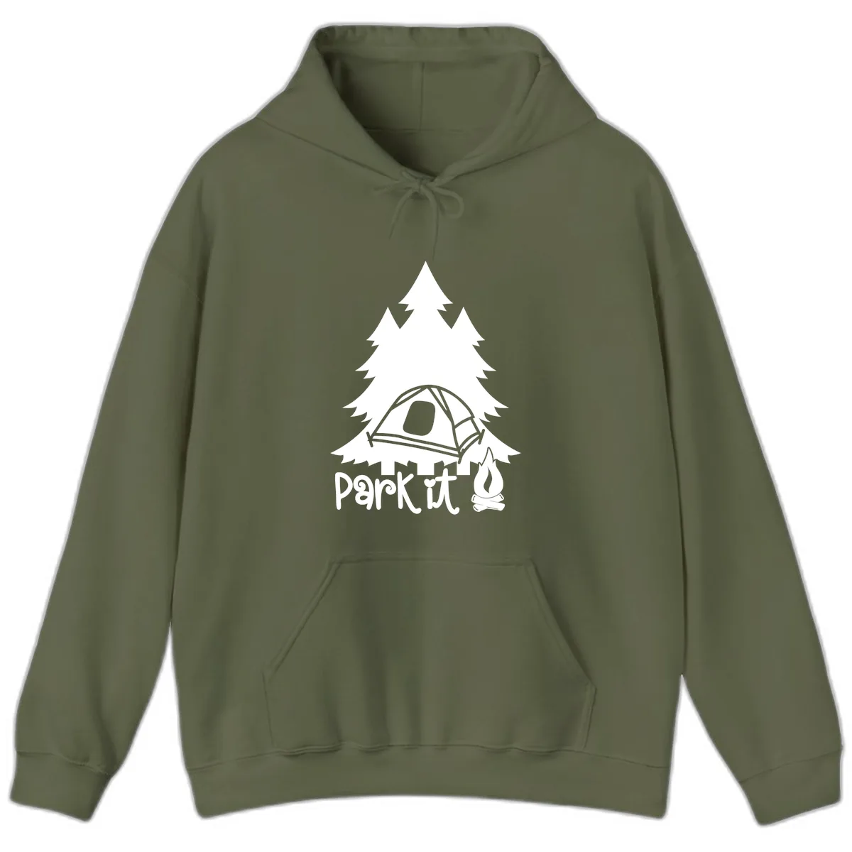 Park It Camping Adventure Hoodie in Military Green