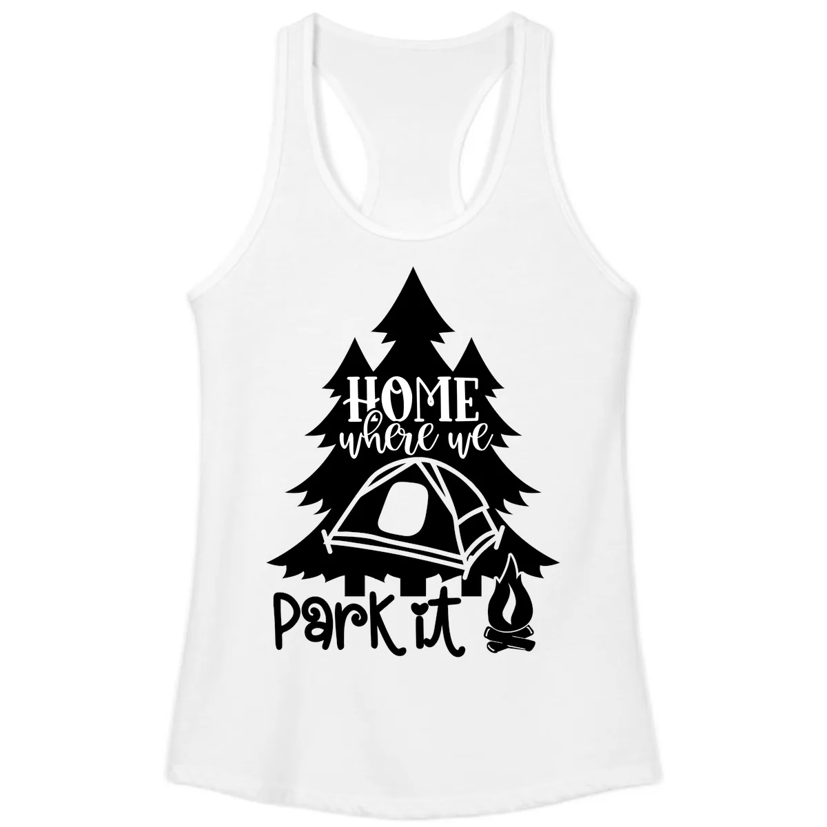 Park It Camping Adventure Ladies Tank in White