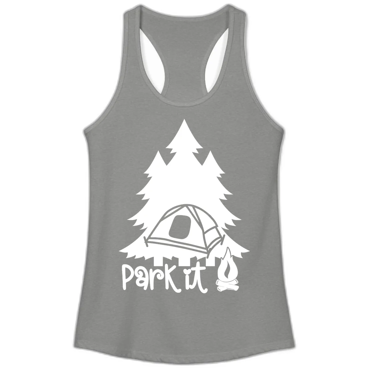 Park It Camping Adventure Ladies Tank in Heather Grey