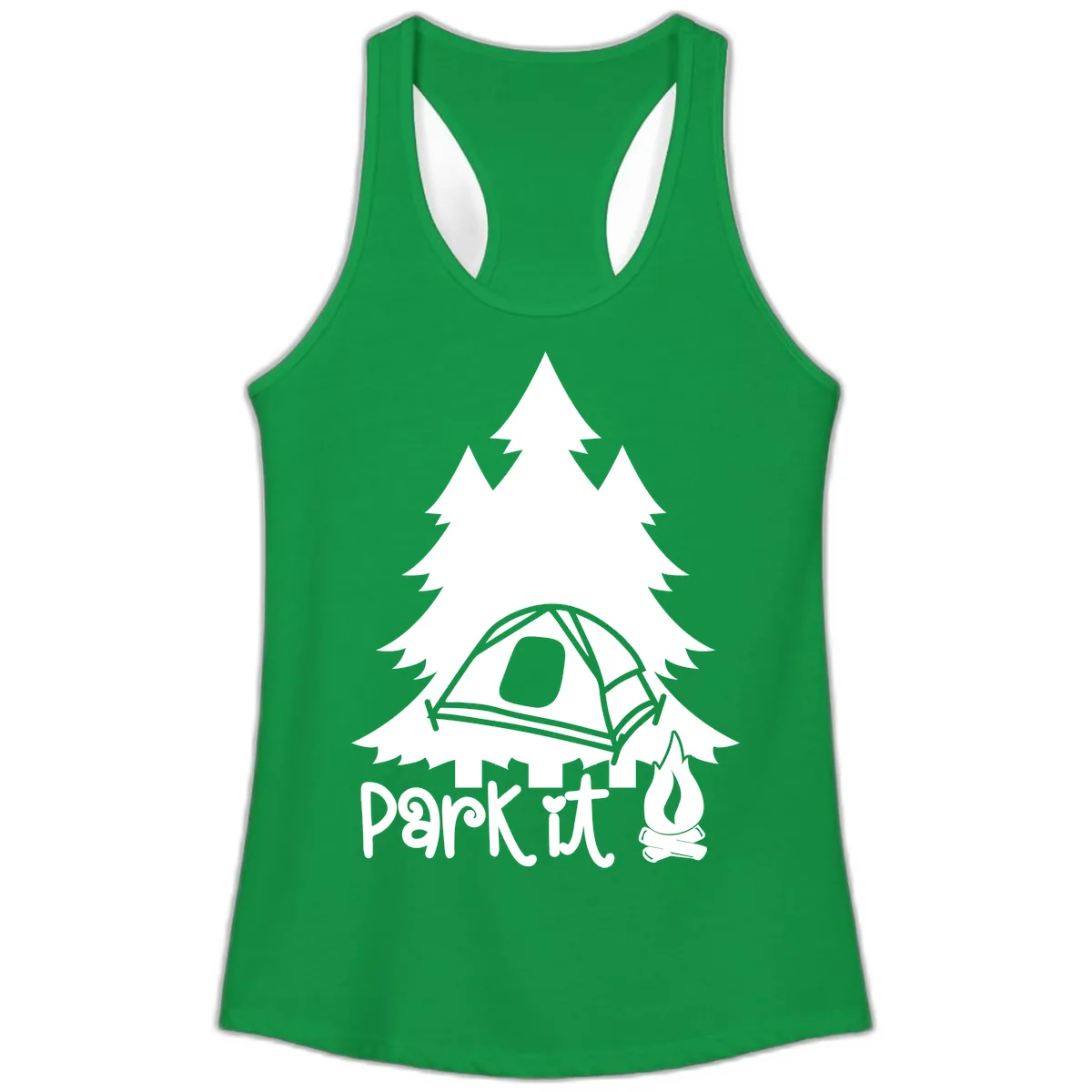 Park It Camping Adventure Ladies Tank in Solid Kelly Green